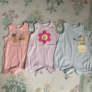 3-Pack Girls Petit Lem Sleeveless Romper Set